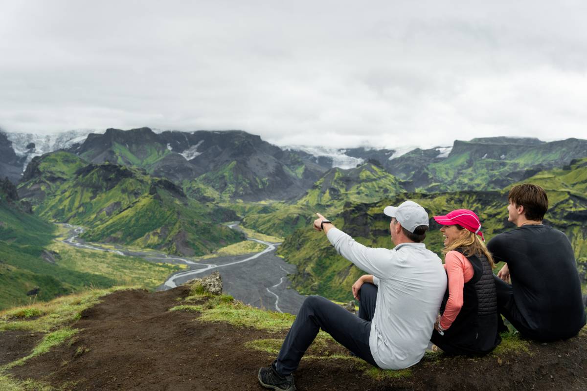 Colorful rhyolite mountains in Iceland’s Highlands under a dramatic cloudy sky